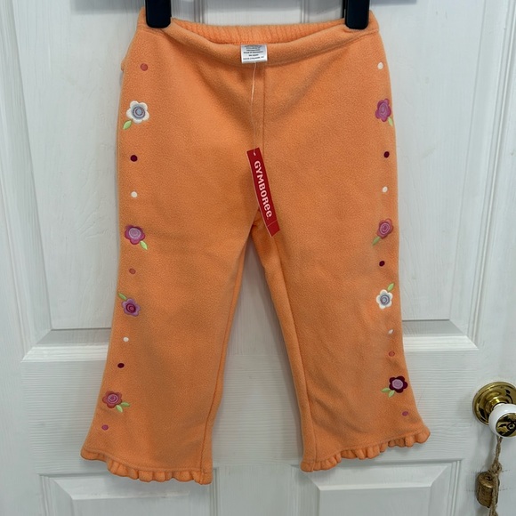 NWT Gymboree Snow Blossom orange flower fleece pant size 4T - Picture 1 of 3
